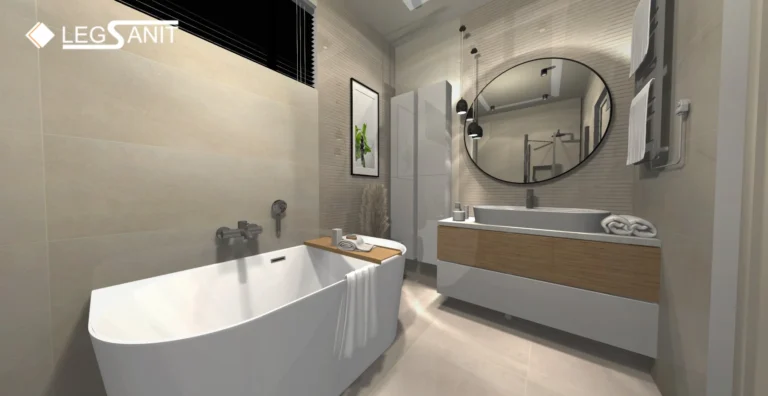 Wnętrze pełne charakteru – projekt łazienki industrialnej 8,64 m²