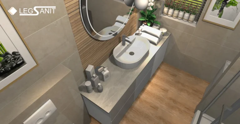 Łazienka 4,12 m² w harmonii drewna, kamienia i nowoczesnych form
